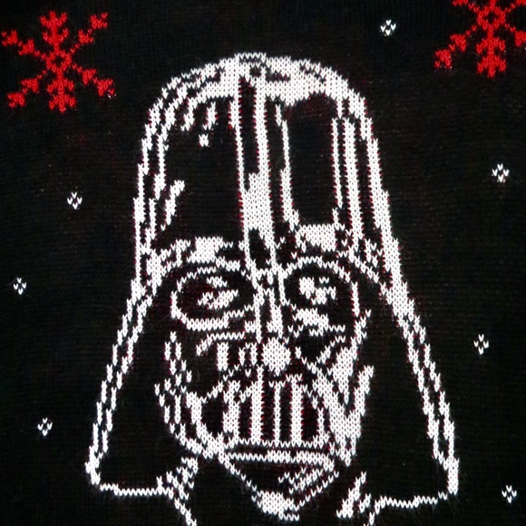 NEW! Star Wars Darth Vader Knit Ugly Christmas Sweater Black Red Youth XL - Picture 6 of 7